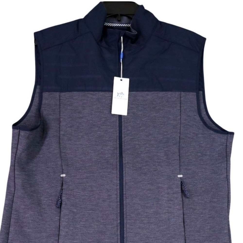 Southern Tide Coligny Quilted Vest Mens M Dress Blue Full Zip Coastal Golf
